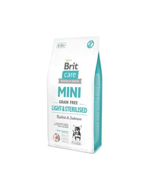 BRIT Care Grain Free Mini light & sterilised rabbit & salmon 14 kg (2 x 7 kg) - hypoalergiczna bezzbożowa karma dla dorosłych psów miniaturowych z nadwagą lub sterylizowanych