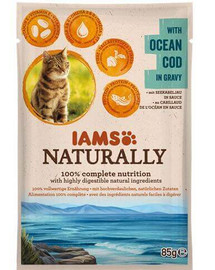 IAMS Naturally Adult Cat with Ocean Cod in Gravy 85 g - mokra karma dla kotów
