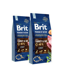 BRIT Premium By Nature Light 30 kg zestaw  (2 x 15 kg)