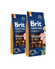 BRIT Premium By Nature Adult Medium M 30 kg zestaw  (2 x 15 kg)