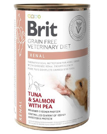 BRIT Veterinary Diet Renal Tuna&Salmon&Pea karma na nerki dla psa zestaw  24x400 g