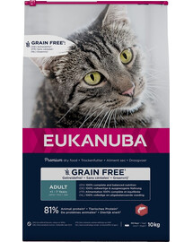 EUKANUBA Grain Free Adult Łosoś 10 kg sucha karma dla kotów dorosłych z łososiem