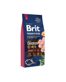 Brit Premium By Nature Junior Large Chicken 15 kg - sucha karma dla młodych psów rasy dużej z kurczakiem 15kg