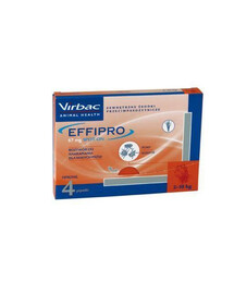 VIRBAC Effipro Spot-On, 4 pipety - preparat przeciwko pasożytom zewnętrznym dla małych psów o masie ciała do 10 kg, 4 pipetki