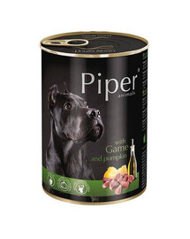 Piper z dziczyzną i dynią 400g - mokra karma dla psów dorosłych ras dużych i średnich, 400 g