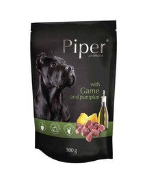 Piper doypack z dziczyzną i dynią 500 g - mokra karma dla psów dorosłych ras średnich i dużych, 500g