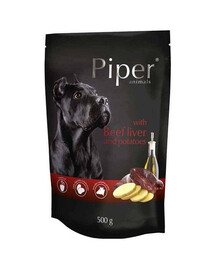 Piper doypack z wątróbką wołową i ziemniakami 500 g - mokra karma dla psów dorosłych ras dużych i średnich, 500g