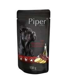 Piper z wątróbką wołową i ziemniakami 150 g - mokra karma dla psów ras dużych i średnich, 150g