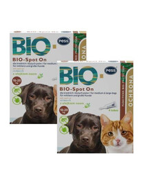 PESS BIO Spot-on krople na kleszcze i pchły dla małych psów i kotów 4x2.5 g z olejkiem neem