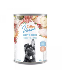 Dog Verve GF Puppy&Junior Turkey&Lamb 400 g bezzbożowa mokra karma z indykiem i jagnięciną dla szczeniąt i młodych psów