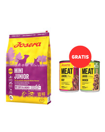 JOSERA Mini Junior 10kg dla szczeniąt ras małych + 2 x 400g Meat Lovers Junior GRATIS
