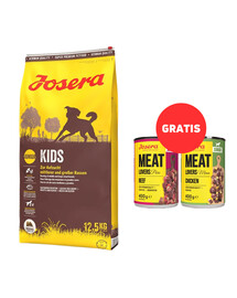 JOSERA Kids 12,5kg dla młodych psów ras średnich i dużych + 2 x 400g Meat Lovers Junior GRATIS