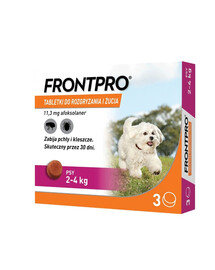 FRONTPRO DOG S tabletki na pchły i kleszcze dla psów 2-4 kg - 3szt