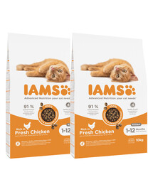 IAMS for Vitality sucha karma dla kociąt ze świeżym kurczakiem 20 kg (2 x 10 kg)