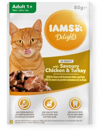 IAMS Cat Adult All Breeds Chicken & Turkey In Gravy 85 g - karma mokra dla kota w sosie