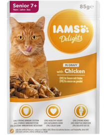 IAMS Cat Senior All Breeds Chicken In Gravy Pouch 85 g mokra karma dla dorosłych kotów
