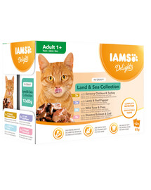 IAMS Delights Adult All Breeds Land&Sea In Gravy 12X85 g - karma mokra dla dorosłych kotów