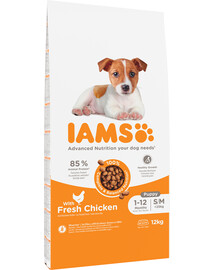IAMS ProActive Health Puppy & Junior Small & Medium Breed Chicken, 12 kg - sucha karma dla szczeniąt, ras małych i średnich, 12 kg