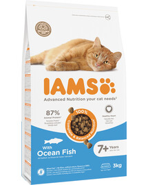 IAMS For Vitality Cat Senior Ocean Fish karma dla kota z rybą, 3 kg - sucha karma dla starszych kotów, 3 kg
