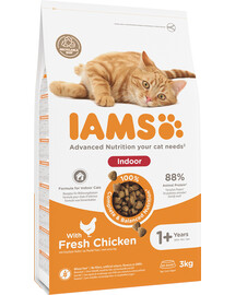 IAMS For Vitality Indoor sucha karma z kurczakiem dla dorosłych kotów domowych 3 kg