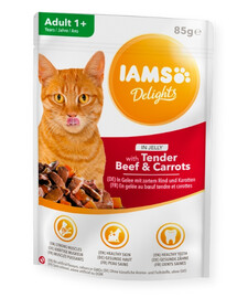 IAMS Cat Delights Beef & Carrots Jelly 85g -mokra karma dla kotów