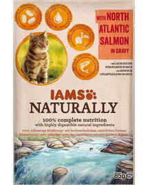IAMS Naturally Senior Cat with North Atlantic Salmon in Gravy 85 g - mokra karma dla kotów w sosie