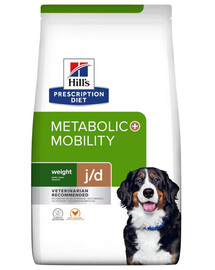 HILL'S Prescription Diet Canine Metabolic + Mobility 4 kg - Dietetyczna sucha karma dla psów z kurczakiem 4 kg + 1 puszka GRATIS