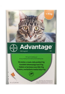 BAYER ADVANTAGE Roztwór do nakrapiania kot 0,4 ml (do 4 kg)