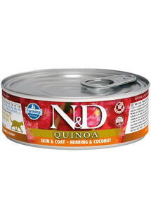 N&D Cat Quinoa Herring & coconut Skin&Coat 80 g karma dla kotów na poprawę stanu sierści