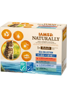 IAMS Naturally Cat Adult Sea Collection 12 x 85 g mokra karma dla dorosłych kotów