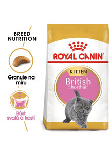 ROYAL CANIN® British Shorthair Kitten to karma opracowana dla brytyjskich krótkowłosych kociąt. Wspiera rozwój mięśni i szkieletu, zdrowie układu pokarmowego oraz wzmacnia naturalną odporność.