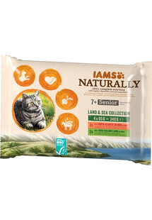 IAMS IAMS Naturally Senior Land & sea collection 4 x 85 g karma mokra dla starszych  kotów