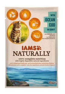 IAMS Naturally Adult Cat with Ocean Cod in Gravy 85 g - mokra karma dla kotów