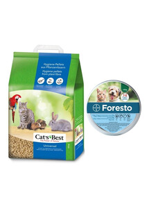 JRS Cat'S Best Universal 20 l (11 kg) + BAYER FORESTO Obroża dla kota i psa przeciw kleszczom i pchłom poniżej 8 kg