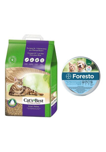 JRS Cat'S Best Smart Pellets 20 l + BAYER FORESTO Obroża dla kota i psa przeciw kleszczom i pchłom poniżej 8 kg