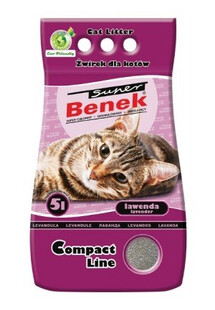 Certech Super Benek Compact Line Lavender 10 l -  drobny żwirek dla kotów o zapachu lawendy 2x 5l