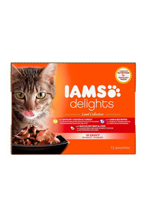 IAMS Cat Delights Adult All Breeds Land In Gravy Pouch karma mokra dla kota 12 x 85 g