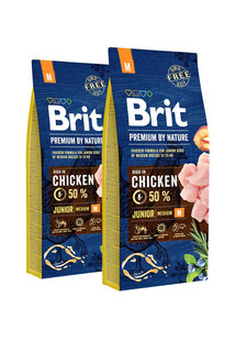 Brit Premium By Nature Junior Medium Chicken 30 kg - sucha karma dla młodych psów rasy średniej z kurczakiem 30 kg (2 x 15 kg)