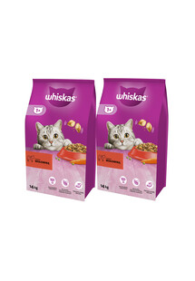 WHISKAS Adult 2x14kg - zestaw sucha karma dla kotów z wołowiną i warzywami