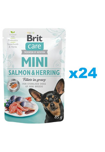 BRIT Care Mini Pouch Łosoś i Śledź Sterilised 24x85g mokra karma dla psów kastrowanych