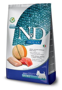 N&D Ocean Dog Adult Mini salmon, cod & canatloupe melon 800 g łosoś, dorsz, melon kantalupa