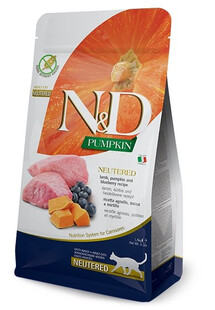 N&D Pumpkin Cat Neutered Adult lamb & blueberry 1.5 kg jagnięcina i borówki dla kastratów