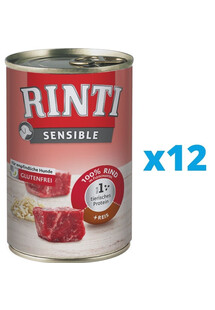 RINTI Sensible Wołowina z ryżem 12 x 400 g