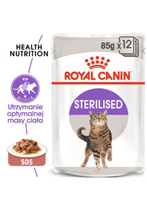 ROYAL CANIN Sterilised 24x85 g w sosie karma mokra w sosie dla kotów dorosłych, sterylizowanych