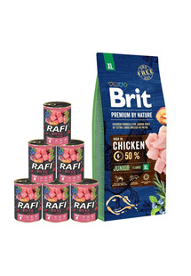 BRIT Premium By Nature Junior Extra Large XL 15 kg + mokra karma z cielęciną 6x400 g zestaw