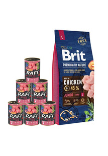 BRIT Premium By Nature Junior Large L 15 kg + mokra karma z cielęciną 6x400 g