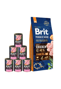 Brit Premium By Nature Senior Small/Medium Chicken 15 kg - sucha karma dla starszych psów rasy małej i średniej z kurczakiem 15kg+ mokra karma z indykiem 6x400 g