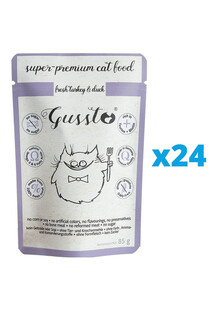 GUSSTO Cat Fresh Turkey & Duck mokra karma dla kotów indyk i kaczka 24x85 g