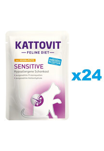 KATTOVIT Feline Diet Sensitive Kurczak i indyk 24 x 85 g