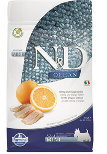 N&D Ocean canine Herring & Orange Adult Mini dla dorosłych psów małych ras 800 g